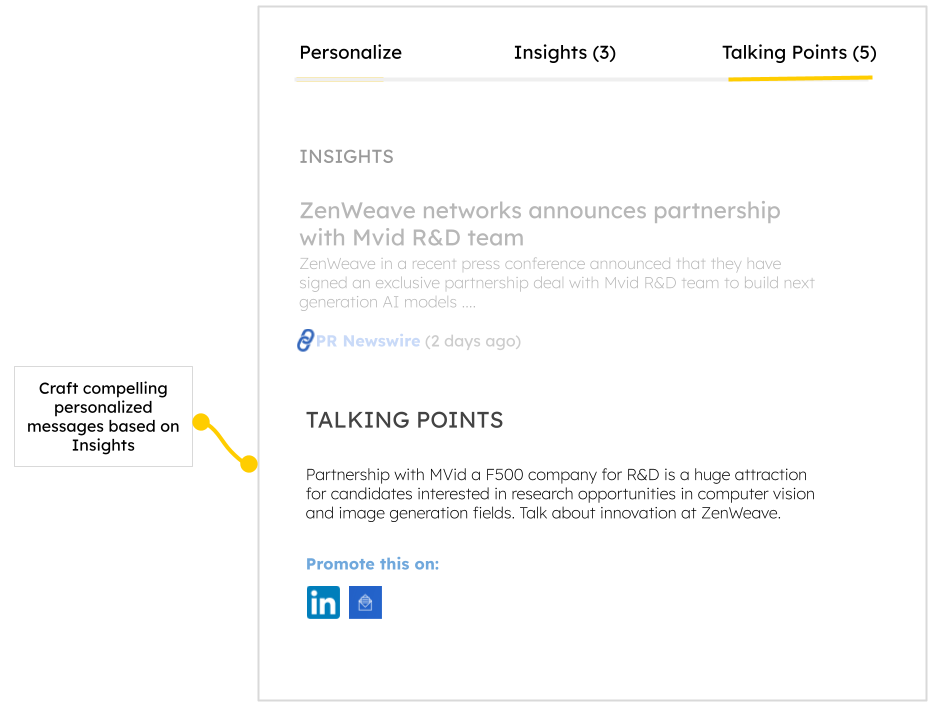 AI for Recruitment Marketing - Talking Points Screen